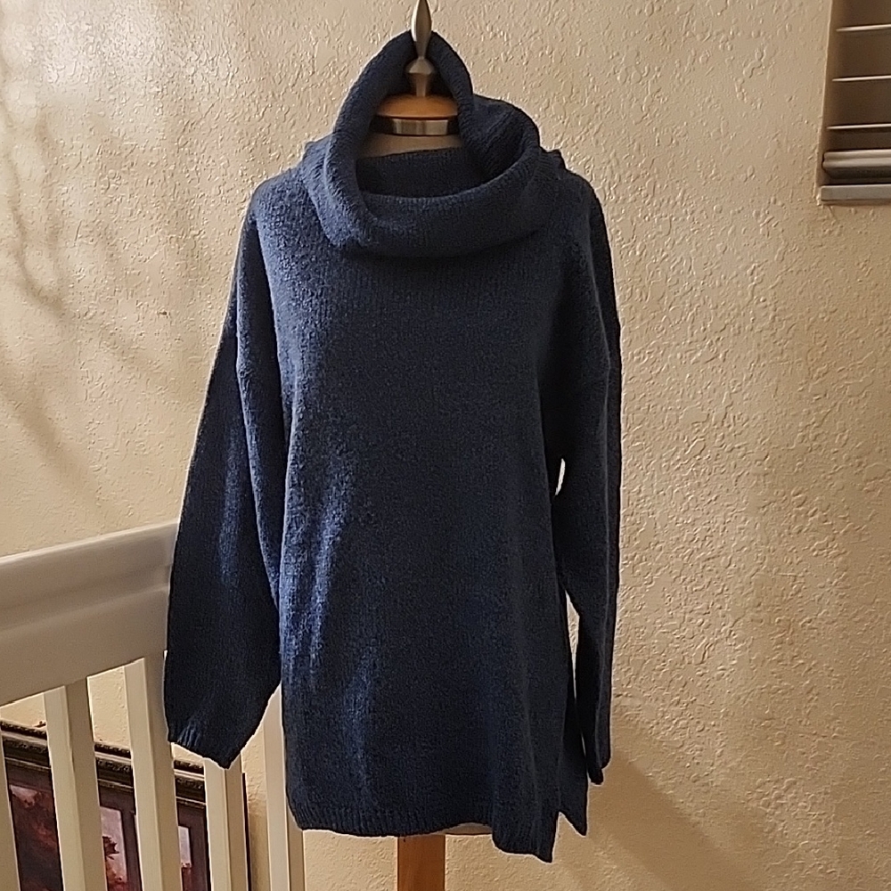 Cozy Blue Cowl Neck Sweater